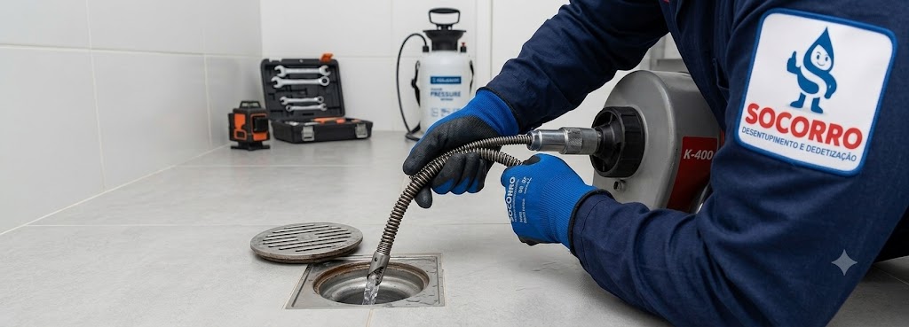 Profissional realizando Desentupimento de Ralos em Gaspar